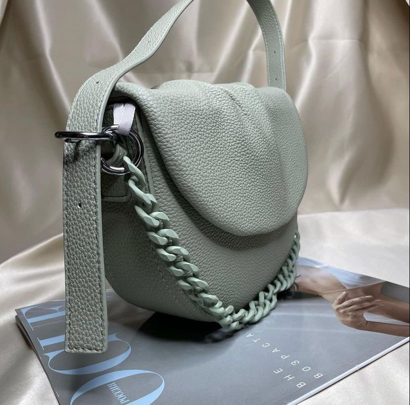 Stella Leather Half Moon Croosbody Bag ( light Green )